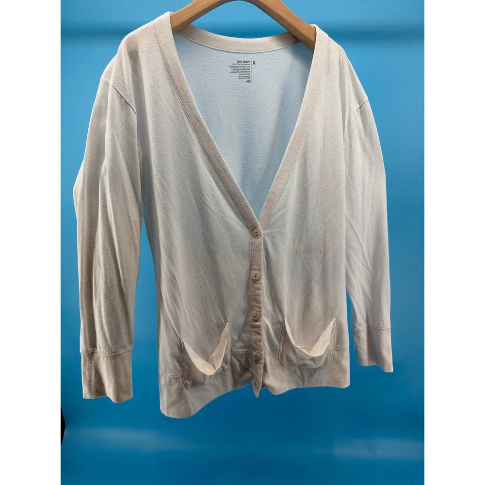 Old Navy Mens Light Blue V-Neck Button Front Cardigan Sweater Size M Pockets